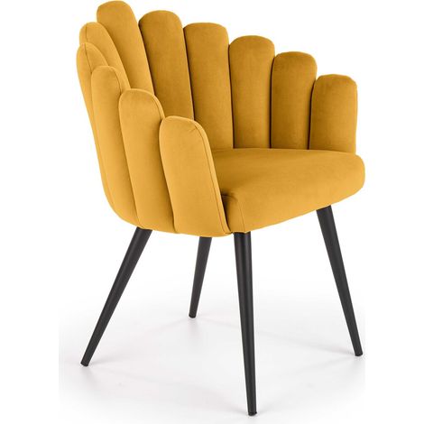 Silla Houston 976, Amarillo oscuro + Negro, 85x65x62cm, Tapiz, Metálico (1/5)