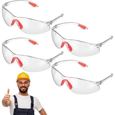 4pcs Lunettes de Sécurité en Silicone Robustes et Légères pour Hommes et Femmes, Protection Oculaire Anti-rayures et Anti-poussière, pour Cyclisme et Laboratoire (1/5)