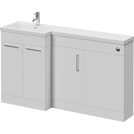 Napoli 390 Gloss White 1500mm 3 Door Vanity Unit Toilet Suite with Left Hand Square Lucia Basin - 1500mm - Chrome 160mm HandleWithout Kingston Toilet Pan