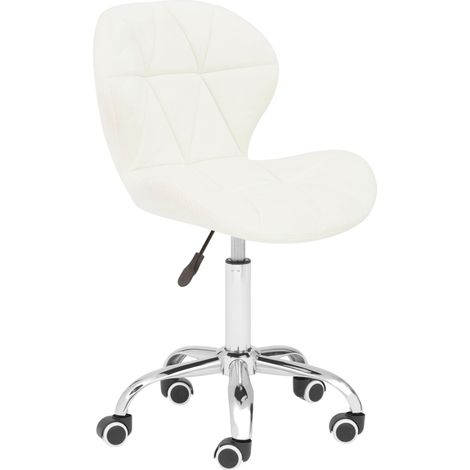 Premier Housewares White Velvet Quilted Home Office Chair (1/5)