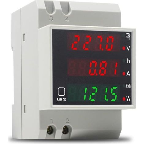 Compteur électrique Rail Din Compteur d'énergie monophasé Voltmètre Ampèremètre Numérique AC 80-300V 100A Wattmètre Compteur Consommation Electrique 1 phasé Watt KWh Mètre (1/5)