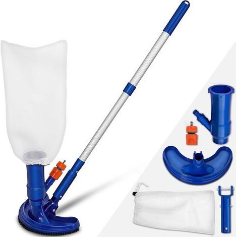 Kit nettoyage piscine 6 pièces – tige télescopique + aspirateur + sac à feuilles + écumoire – bassins / fontaines (1/5)