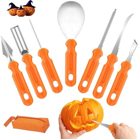Kit de sculpture de citrouille pour Halloween - 7 pièces d'outils pour adultes (1/5)