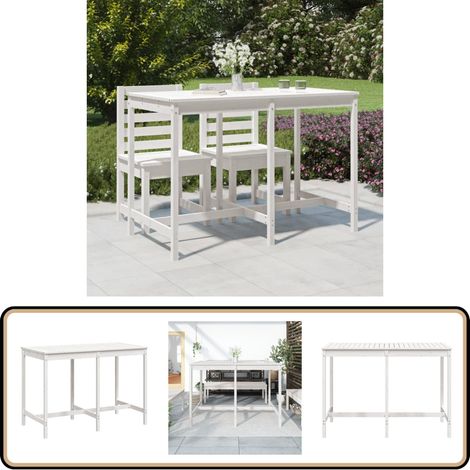 Gartentisch Weiß 159,5x82,5x110 cm Massivholz Kiefer - Gartentisch - Esstisch Im Freien - Holzt Tisch - Kiefernholz - Weißes Möbelstück