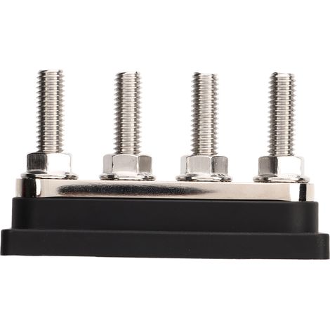 4-fach elektrischer Verteiler, M10 3/8"-Anschlüsse, 300 A DC 12–48 V Batteriesammelschiene mit Abdeckung, schwarz, für Auto, Boot, Wohnmobil (1/5)