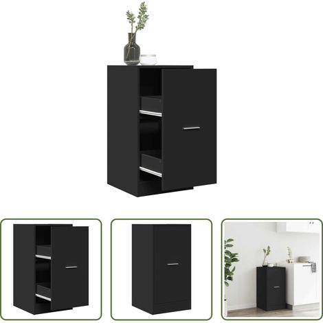 Armoire à pharmacie - Armoire d'apothicaire noir 40x41x77,5 cm bois d'ingénierie (1/5)