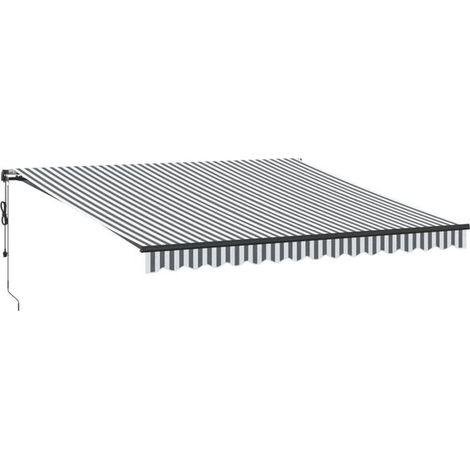 Auvent rétractable automatique anthracite et blanc 400 x 350 cm - Auvent extérieur terrasse balcon jardin protection UV (1/5)