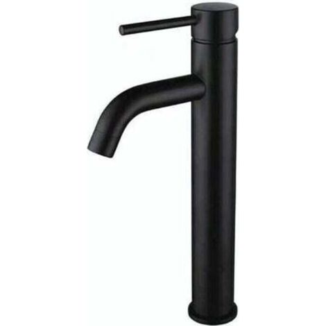 [JAMAIS UTILISÉ] Tall Bathroom Faucet Single Handle Vessel Sink Faucet One Hole Bowl Basin Mixer with Water Supply Lines, Matte Black (1/4)