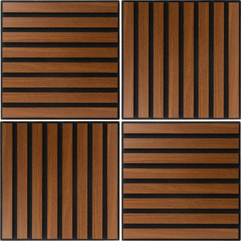 Akustikpaneele in Holz Optik dunkel 30 x 30 cm 4er Set für 0,36m²