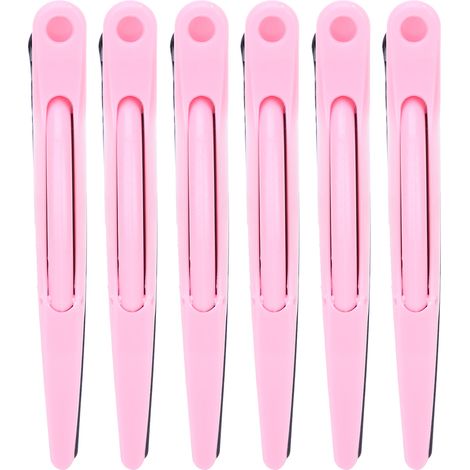 6 pinces de coiffure rose en forme de bec de canard pour sectionner, teindre et permanente - idéales pour salon de coiffure et usage professionnel (1/5)