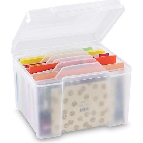 Boîte de rangement et organiseur de cartes de vœux avec 6 séparateurs ajustables pour cartes de vœux d'anniversaire et photos. (1/5)