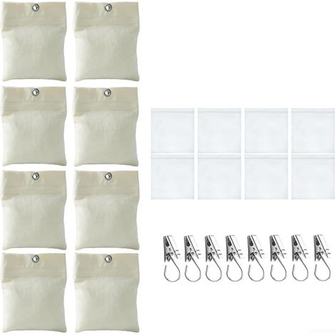 Lot de 8 poids de rideaux d'extérieur antirouille pour rideaux de jardin – Sacs lestés coupe-vent avec clips métalliques – Capacité de 425,2 g – Blanc (1/5)