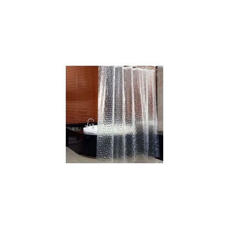 Rideau de douche transparent, 180x200cm 3D rideau douche salle de bain PEVA anti-moisissure antibactérien imperméable lavable avec 12 anneaux crochets, pour baignoire, sans PVC Crezuo (1/4)
