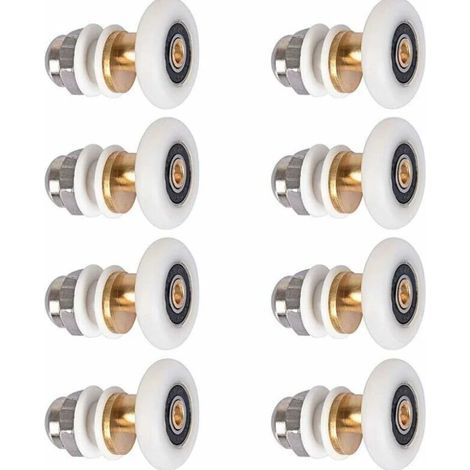 Roulette Porte Douche, Roulettes De Porte Coulissante Cabine De Douche Porte Poulies Roue De Rechange Pour Rouleau Avec Diamètre De Roues 27mm, 8 Pièces (1/4)