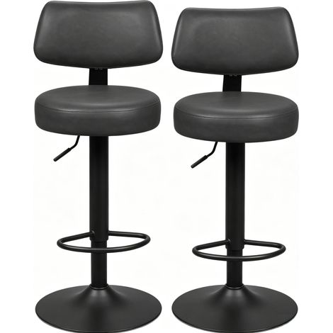 Tabouret de bar réglable en hauteur avec siège en cuir synthétique vintage, lot de 2, 41x41x84-109 cm (1/5)