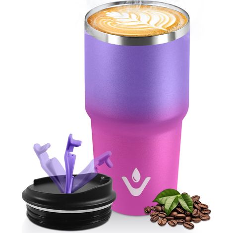Mug Isotherme 600 ML, Réutilisable, Tasse Isotherme pour Café, Acier Inoxydable 304, Emporter, Anti-fuite, Double Paroi, Étanche Gobelet de Voyage pour Café Chaud et Froid, Lait et Thé (1/5)