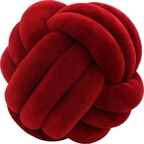 Cojín redondo anudado, funda de cojín anudada, cojín decorativo infantil, cojín para la espalda del bebé, almohada para la siesta del bebé, muñecos de peluche, juguetes infantiles, rojo vino, 20 cm (1/5)