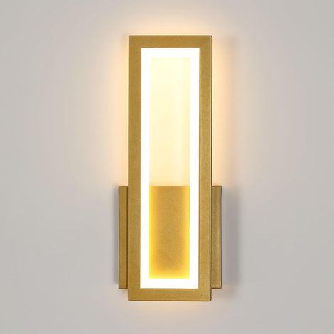 COMELY Applique da parete a LED per interni, 16W 2000LM, moderna lampada da parete in acrilico dorato, luce bianca calda 3000K, per soggiorno, corridoio, scale, 32 cm