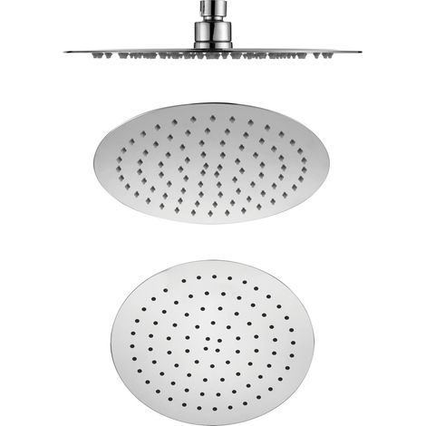 Soffione doccia tondo acciaio inox 2 mm spessore effetto pioggia varie misure bagno misure diam. 200x2 mm 54 ugelli - confezione 1 (1/2)
