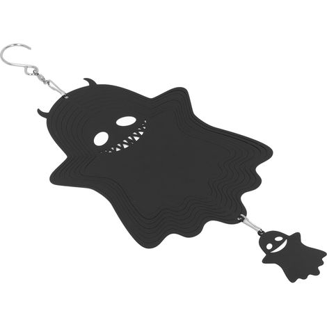 Carillon éolien fantôme en acier inoxydable, girouette 3D fantôme, décoration d'Halloween pour jardin ou cour, 35 x 15 cm (1/5)