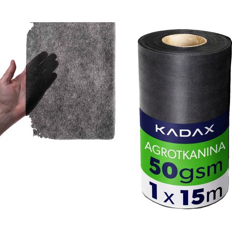 Tapis de paillage, matériau en polypropylène, dimensions 1 x 15 m, poids 50 g, haute perméabilité à l'eau, résistant aux UV (1/5)