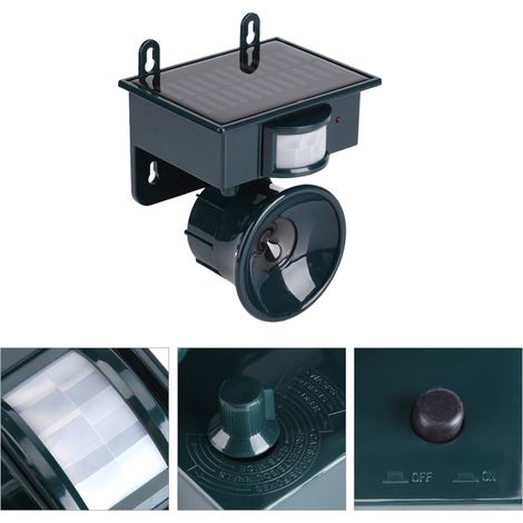 Répulsif ultrasonique anti-nuisibles solaire à détecteur de mouvement PIR, dissuade oiseaux, chiens, chats, renards et souris, pour jardin extérieur (1/5)