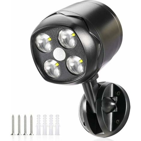 Lampe d'extérieur avec détecteur de mouvement, IP65 imperméable LED spot batterie alimenté 600lm,jardin, allée, patio, entrée