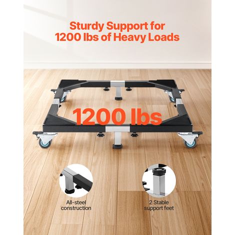 Support de Machine à Laver Mobile, Capacité de Charge 544 kg, Base 8 Roues Pivotantes et 4 avec Freins, Chariot Déplace Meubles Réglable 585-930 mm, pour Réfrigérateurs, Sèche-Linge, Lave-Linge (1/5)