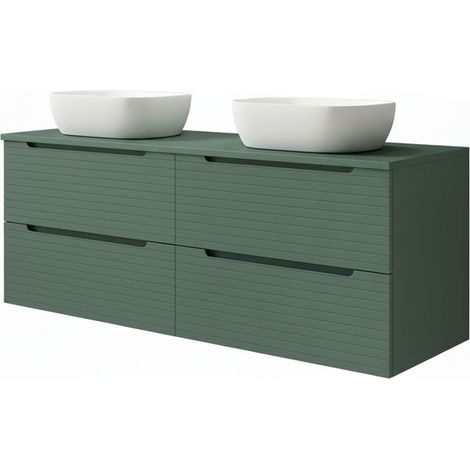 Kibath Mueble de baño con Lavabo BOREAL 120x45 cm acabado Verde Lago mate 2 cajones suspendido