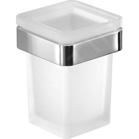 Sapho Gedy Samoa - Verre pour brosse à dents et dentifrice avec support, verre dépoli / chrome A81013 (1/4)