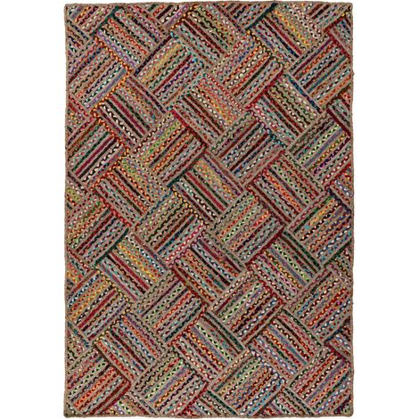 Tapis multicolore tissé main en coton et jute - 150 x 80 cm (1/5)