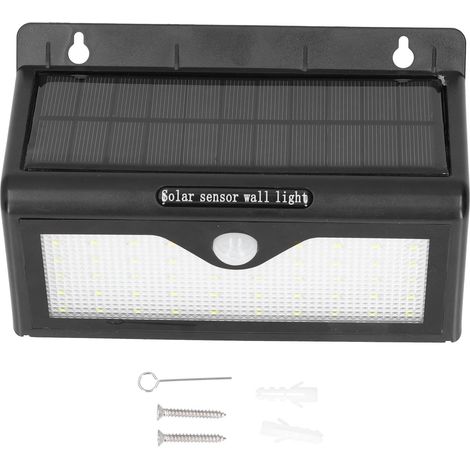 Luminaire solaire murale 46 LED Trigonal, capteur infrarouge, étanche, durable, lampadaire pour jardin et mur.