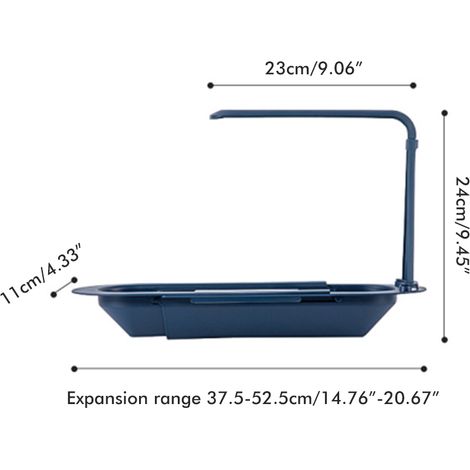 Égouttoir à évier télescopique, panier de rangement avec porte-éponge et porte-savon, clayette d'égouttage en inox, grille extensible ajustable pour cuisine (1/4)