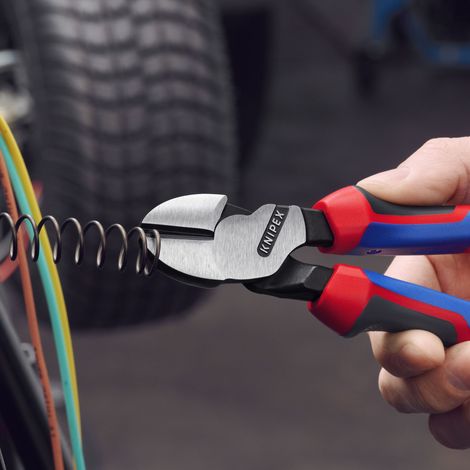 KNIPEX 74 02 200 SB Tronchese laterale per meccanica tipo "forte" con manici comfort atramentata nera 200 mm (1/7)