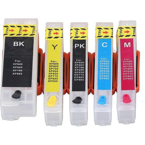 5er-Set Druckerpatronen mit Permanentchip, 5 Farben, Nachfüllpatronen-Set (BK PK CMYT)