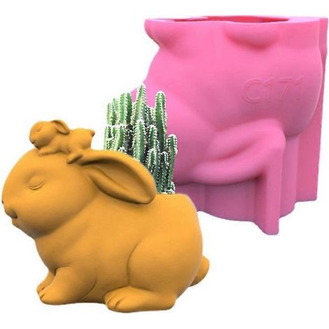 Betonform für Blumentöpfe, Silikonform für Hasenfiguren, Form für Sukkulenten-Pflanzgefäße