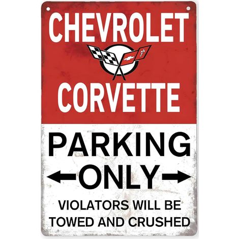 Cadeaux Corvette pour hommes, Accessoires Corvette, Plaques métalliques vintage "Stationnement réservé à Corvette" (1/5)