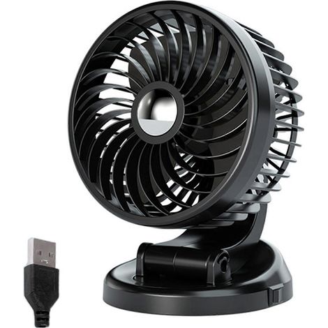 Ventilateur de voiture USB 5V 12V 24V rotatif à 360° pour berline, fourgonnette et camion - USB5V