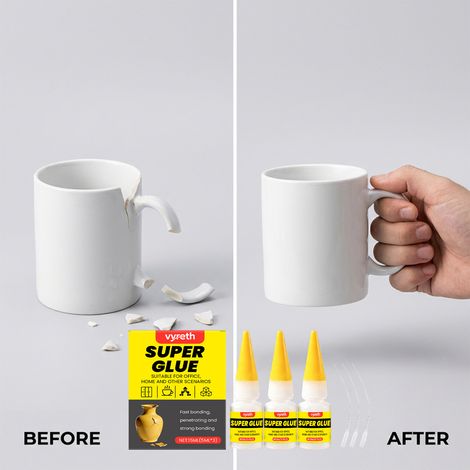 Multi-purpose adhesive for firmly bonding cracks in metal, plastic, rubber, and ceramics portable for home use – 15ml repair adhesive (5ml x 3) + 3 droppers -- BIEMMEDUE (1/5)