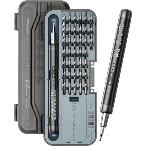 Visseuse électrique, outil 46 en 1 rechargeable USB sans fil Kit de réparation d'outils informatiques – pour réparations quotidiennes d'électronique, téléphone, bureau, maison, véhicule, camping-car (1/5)