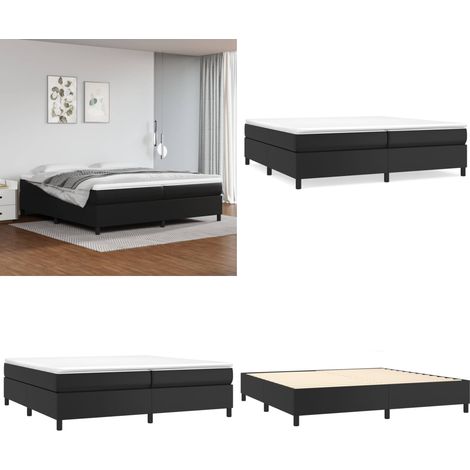 Sommier à lattes de lit avec matelas Noir 200x200 cm Similicuir - Lit Tapissier - Lit Double - Matelas À Ressorts Ensachés - Simili Cuir - Literie - Home & Living (1/5)