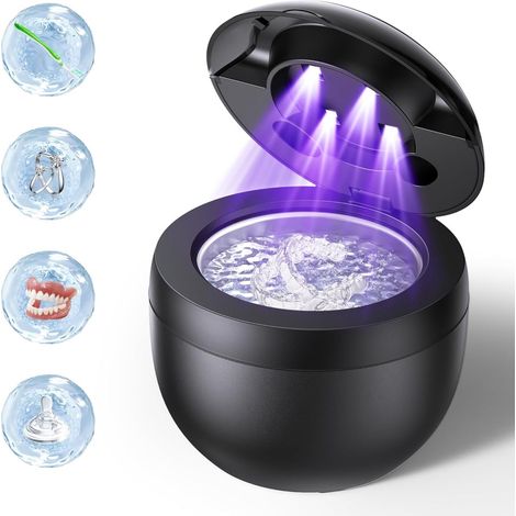 Zahnspangenreiniger, 45 kHz Ultraschallreinigungsgerät mit 200 ml Fassungsvermögen und 4 Modi für Zahnprothesen, Aligner, Mundschutz, Retainer, Schmuck und Prothesensets (1/5)