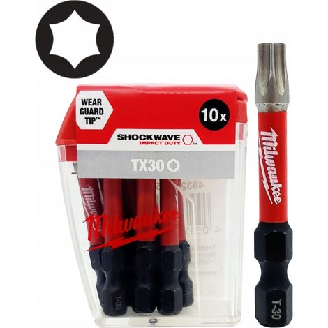 Punte per cacciavite Milwaukee shockwave t30 50 mm 10 pezzi
