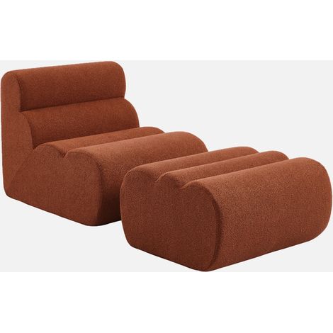 Poltrona bouclé testurizzata con poggiapiedi (1/5)
