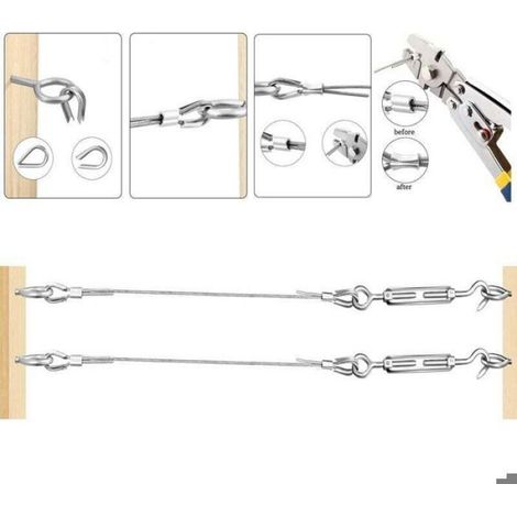 Corde en Acier Inoxydable à Suspendre Kit,30M/2mm Câble en Acier Inoxydable Revêtu avec M5 Tendeurs,Kit Cable Métallique 2mm (1/4)