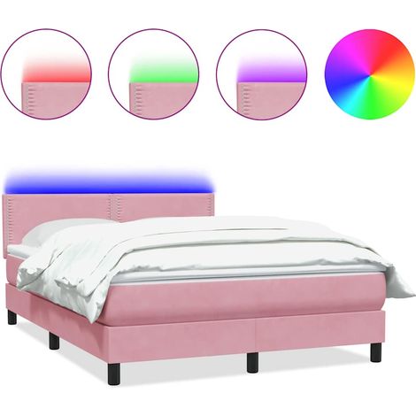 Maison Exclusive - Sommier à lattes de lit avec matelas et LED rose 160x220 cm velours