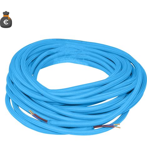 Câble Textile Rond Flexible , Bleu, 2 X 0,75 Mm, Bobine De 10 Mètres Pour Installations Électriques Et Éclairage Professionnel (1/2)