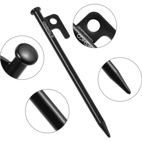 Piquets de tente 8 pouces/12, 6 piquets en acier robustes pour auvent de Camping en plein air (1/5)