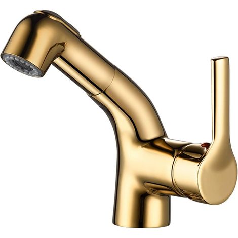 Brass bathroom faucet, single-handle mixer tap, hot/cold water, 2-function aerator (1/5)