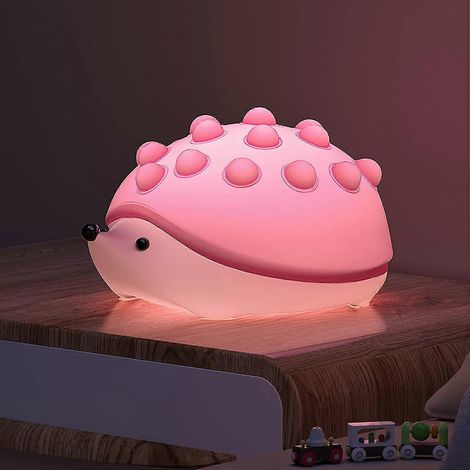 Veilleuse pour enfants, lampe de chevet USB en silicone tactile à intensité variable pour filles et garçons, lumière chaude et colorée, veilleuse bébé rose (1/5)